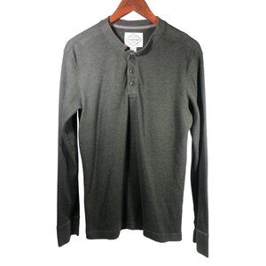 Mens Medium Olive Green St Johns Bay Henley Shirt  Size M Waffle Knit Pullover